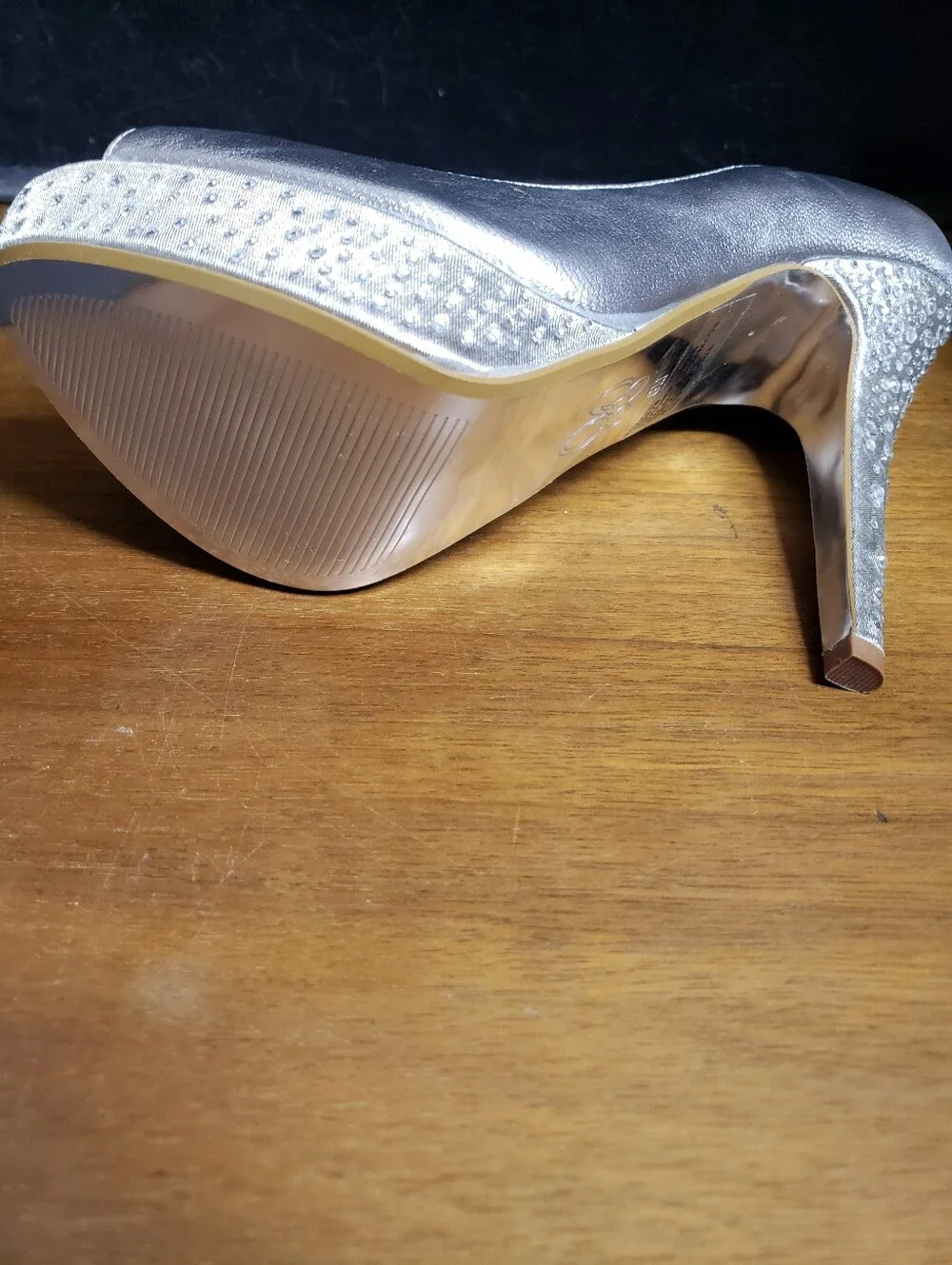 Silver Crystal Platform Stiletto Heel Pump